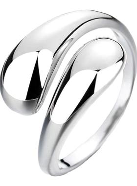 水滴交叉戒指纯银轻奢风女