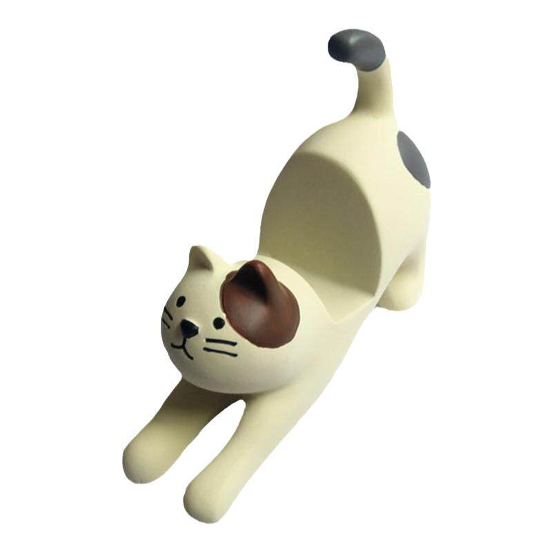 伸懒腰猫咪桌面手机支架可爱摆件