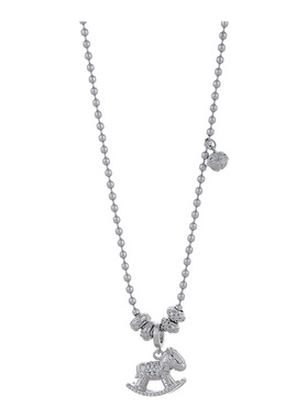 银色串珠小马吊坠项链高级感配饰