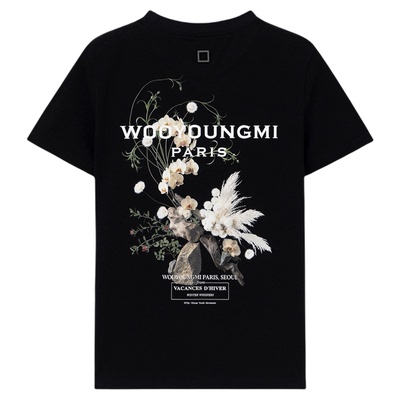 新品WOOYOUNGMI26秋冬女士潮流时尚休闲舒适花卉印花短袖T恤