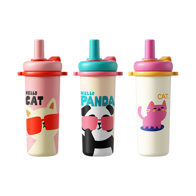 100%保温杯女生大容量吸管杯学生上学专用水杯2025新款高颜值杯子