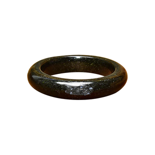 紫润轩新疆和田玉籽料手镯黑青玉55MM留皮哑光保真天然玉镯收藏级