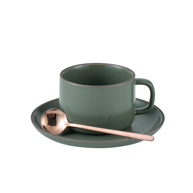 北欧哑光咖啡杯碟家用复古下午茶具套装ins网红精致花茶杯陶瓷杯