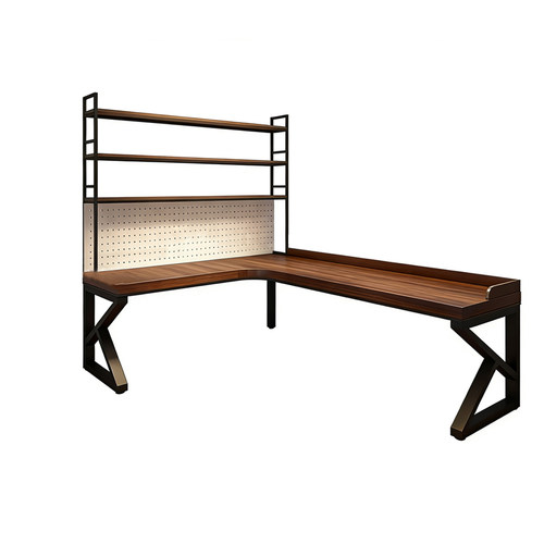 实木转角书桌书柜一体靠墙书架组合办公学习桌L型电脑桌卧室家用