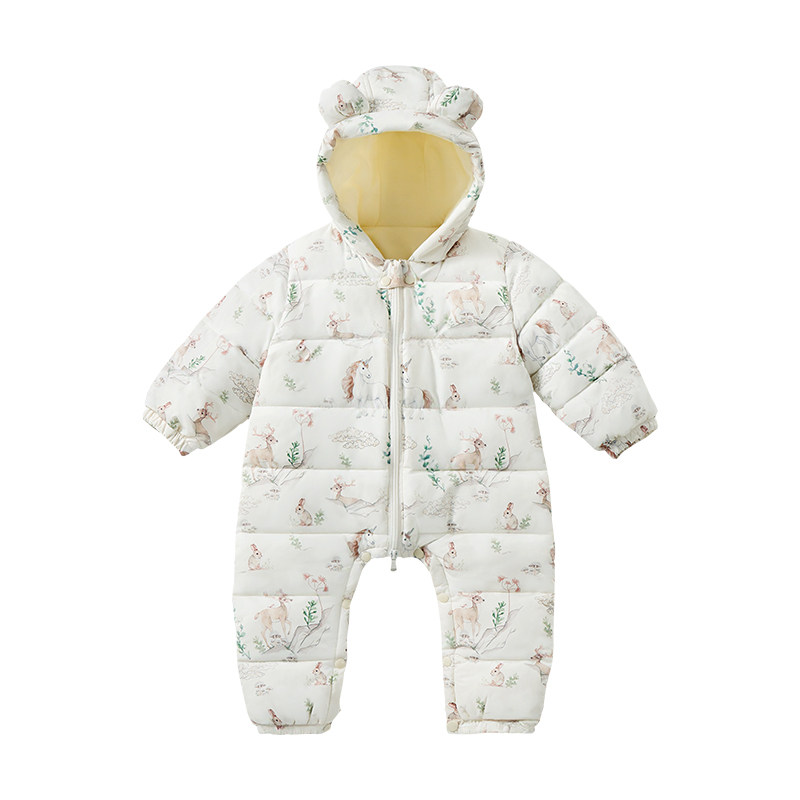 ELLE baby婴儿连体衣秋冬季宝宝保暖棉服哈衣男童女童加厚爬爬服