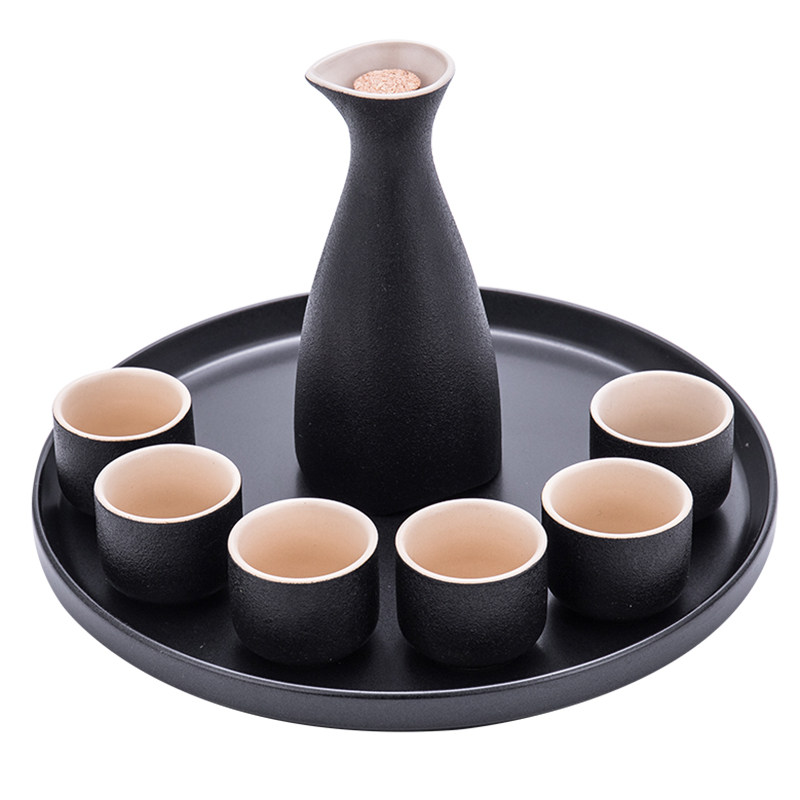 中日式酒壶盏陶瓷清酒具白酒杯仿复古风小酒盅老式分酒器酒杯套装
