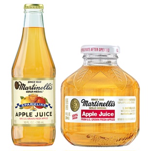 美国进口Martinelli's苹果汁气泡饮料296ml玻璃瓶装现货