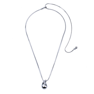 多种佩戴秋冬毛衣链大气高档高级感银色逗号装饰钛钢长款项链配饰