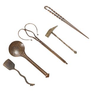 纯手工铜工具铜勺夹炭铲碳灰铜铲子铜锤子铜筷子工夫茶炉炭炉配件