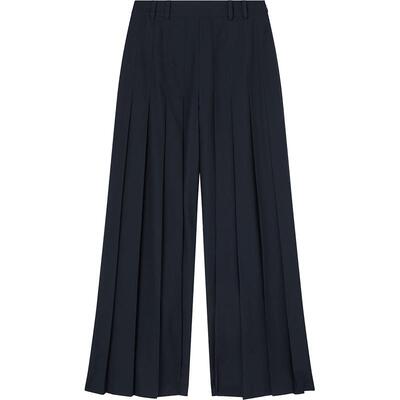 LK BENNETT深蓝色百褶阔腿裤女春新款气质老钱风高级感裙裤