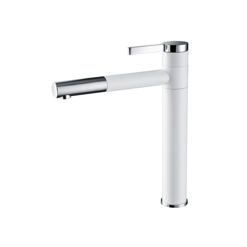 抽拉式全铜加高台上盆洗脸面盆水龙头冷热黑白色旋转家用卫生