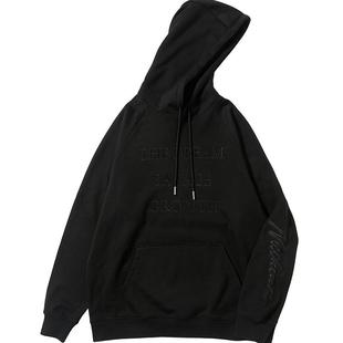 国潮字母刺绣玫红色加绒卫衣潮牌男女oversize情侣外套2026年春季