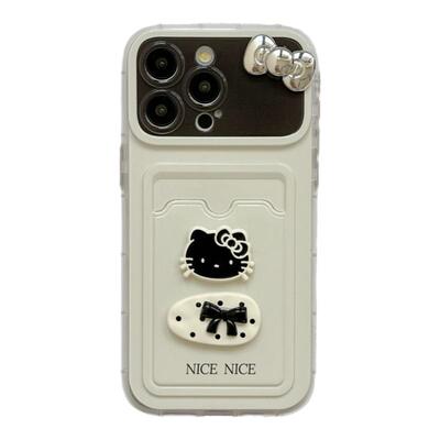 立体可爱HelloKitty卡包带链条适用苹果15手机壳iPhone16ProMax新款15pro防摔13女款小众12硅胶14pro全包软壳