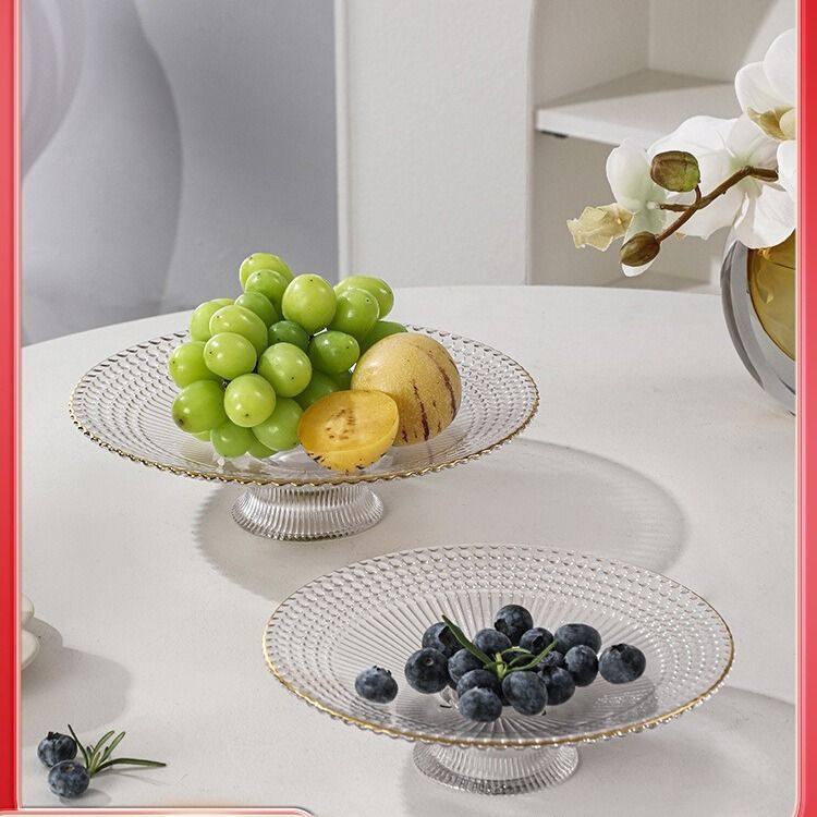 日式创意水果盘玻璃甜品盘糖果盘家用奢零食北欧茶几风客厅轻批发