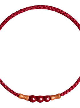 普陀山朱砂桃木红绳转运手链