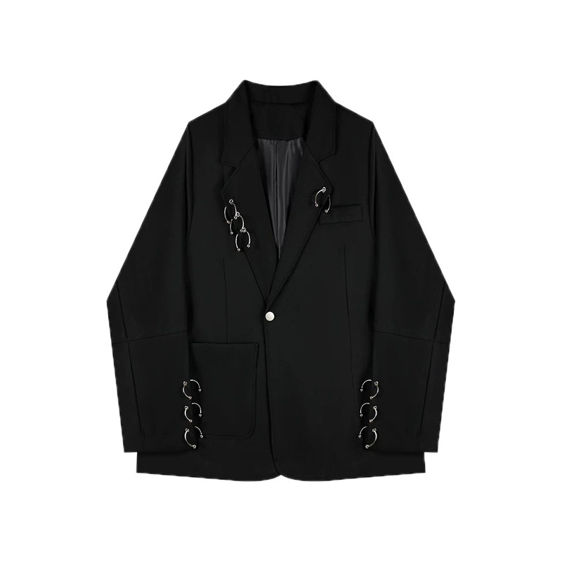 黑色炸街宽松西装外套oversize