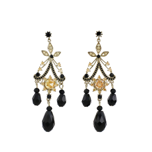 「乌木檀香」法式流苏耳饰蚊香盘耳夹女夸张大耳环纯银耳钉暗黑风