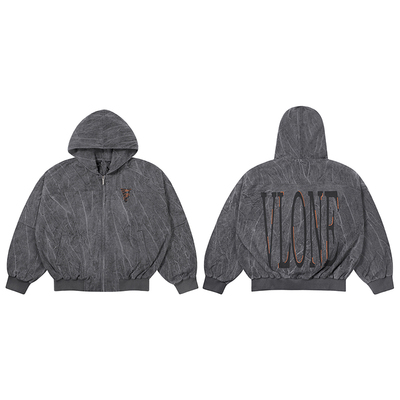 VLONE大LOGO刺绣印花重磅树枝纹做旧水洗宽松连帽外套夹克情侣款