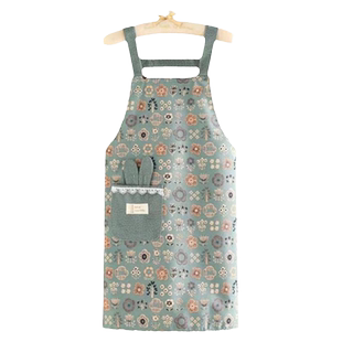 新款帆布背带围裙透气围腰防污耐磨家用厨房做饭防污上班工作服女