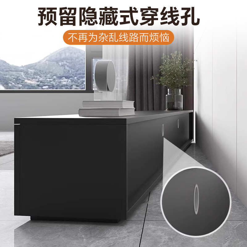意式茶几电视柜组合现代简约客厅家用小户型轻奢黑色落地电视机柜