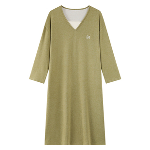 睡裙女秋冬季德绒长袖连衣裙2025新款保暖舒适羊绒蚕丝柔软家居服