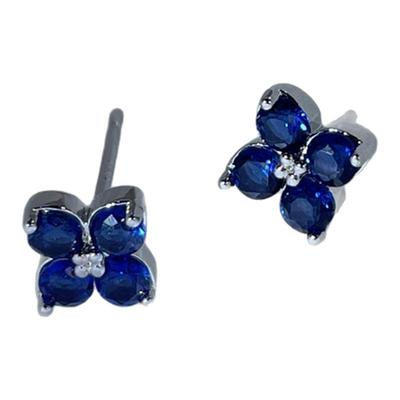2023迷你深海蓝小花皓石耳钉轻奢ins小众设计简约闪砖耳饰1766