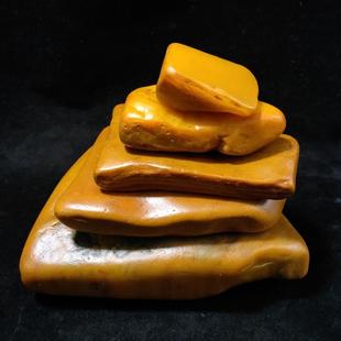 黄蜡石乌龟晒台天然石头晒龟原石鱼缸造景晒背垫脚发色石块板碎2