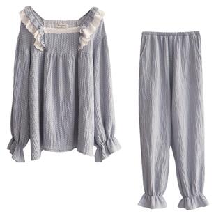 Bananagirl时宜同款睡衣女春秋甜美韩版可爱情侣家居服长袖男套装