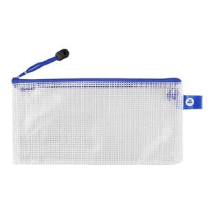 杰利3304透明网格袋A6票据袋加厚网格拉链袋铅笔袋男女简约文件袋小号文具收纳袋子口罩袋可定制定做印刷LOGO