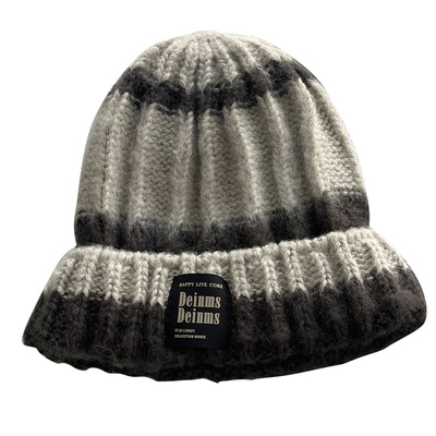 休闲百搭贴布大头围拉毛毛线帽