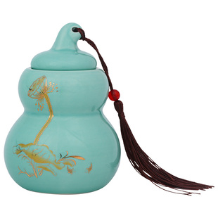 荷花净秽图卫生间陶瓷五色葫芦瓶厕所在西北角门对对厨房装饰摆件