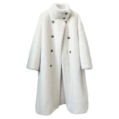 语飒宽松仿毛皮长皮草加厚双排扣