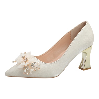 法式伴娘婚鞋新娘鞋女高跟鞋