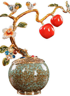 珐琅彩轻奢平安喜乐装饰摆件