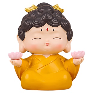 可爱如来小佛祖摆件办公桌面装饰品新款禅意随缘沙弥好运连连观音