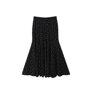 黑色波点绝美巨好看鱼尾半身裙女春季大码长款伞裙梨形伯克利裙子
