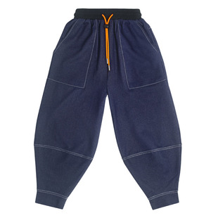 miniFad原创设计童装男童牛仔裤春秋2025新款痞帅风儿童灯笼裤子