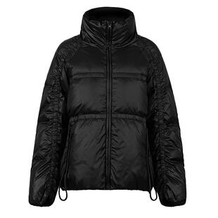 sdeer圣迪奥冬装休闲抽绳飘带宽松短款羽绒服女S21482402