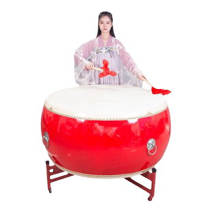 大鼓牛皮鼓24寸红鼓立式龙鼓战鼓中国堂鼓跳舞鼓演出锣鼓乐器全套