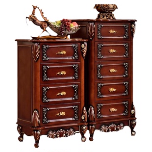 实木四五斗柜红棕色 白色储物柜实木橡木客厅抽屉储物收纳柜卧室