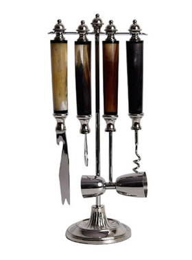 印度进口高级感芒果木质冰桶酒桶收纳牛骨开瓶器彩贝酒具装饰摆件