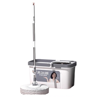 美尔雅旋转拖把一拖净家用免手洗带桶拖把墩布拖布干湿两用