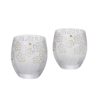 藤原家日本石冢硝子樱花花火丸纹磨砂手工玻璃啤酒杯威士忌杯礼盒