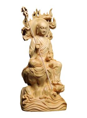 小叶黄杨火焰地藏王供奉摆件