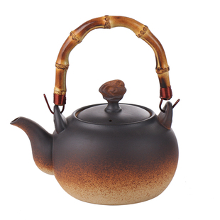 包邮陈信茶具竹提梁烧水壶煮水电陶炉专用陶壶煮茶壶健康陶泥壶