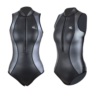 Saveocean2mm幽姿炫彩拼接连体无袖比基尼潜水服湿衣泳衣修身显瘦