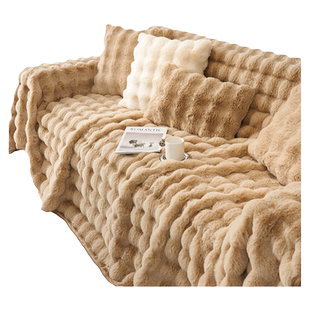 冬季加厚兔毛绒沙发盖布巾冬天2025新款高级沙发套罩全包高端垫毯