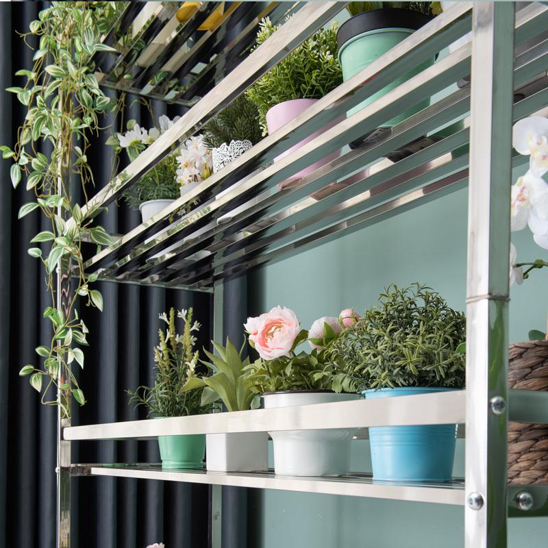 304不锈钢花架子落地式带轮移动多肉客厅户外阳台置物架多层铁艺