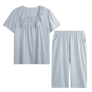 芬腾可安夏季冰丝凉感莫代尔女士睡衣短袖七分裤可外穿家居服套装