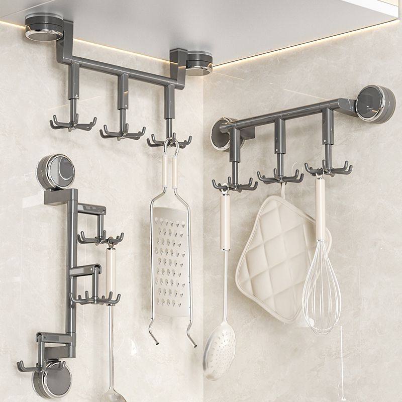 吸盘旋转挂钩壁挂式免打孔挂架多功能六收纳铲子厨房爪勺子置物架